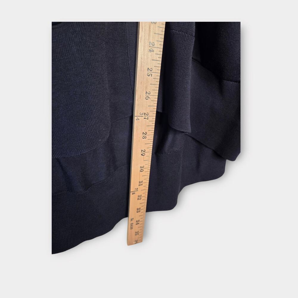 COS Draped Back Cardigan Navy Blue 100% Cotton Women's Med - Picture 8 of 9